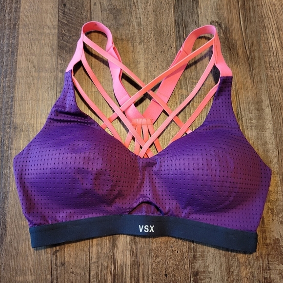 Victoria's Secret Other - Victoria's Secret Purple Pink Criss Cross Strappy Sports Bra